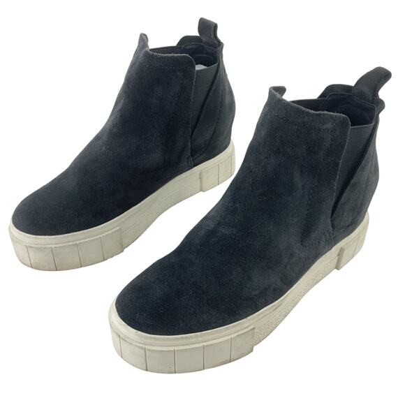 Dolce Vita Black Leather Platform Sneaker Booties Women’s Size 8 Pre-Owned - Picture 1 of 6